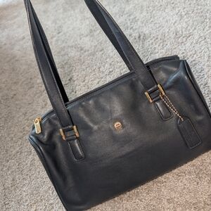 Vintage Etienne Aigner Navy Blue Leather Satchel